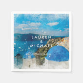Serviette En Papier Santorini grèce mariage d'été serviettes (Devant)