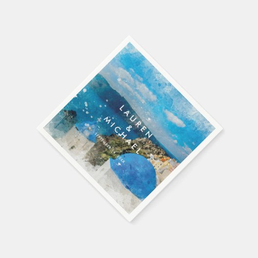 Serviette En Papier Santorini grèce mariage d'été serviettes (Coin)