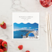 Serviette En Papier Santorini Mariage Custom Grèce Cocktail Napkin (En situation)
