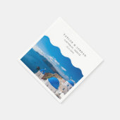 Serviette En Papier Santorini Mariage Custom Grèce Cocktail Napkin (Coin)