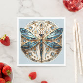 Serviette En Papier Saphirs en verre verni Art déco Dragonfly (En situation)