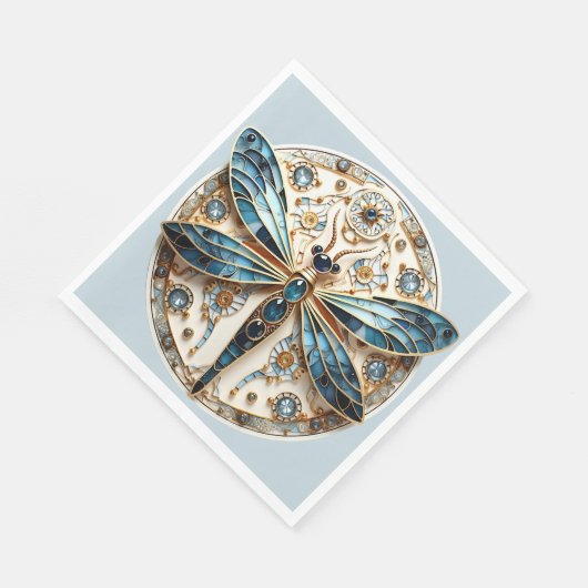Serviette En Papier Saphirs en verre verni Art déco Dragonfly (Coin)