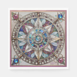 Serviette En Papier Saphirs roses et bleus Diamants Perles Mandala