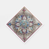 Serviette En Papier Saphirs roses et bleus Diamants Perles Mandala (Coin)