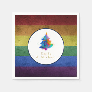 Serviette En Papier Sapin de Noël Arc-en-ciel LGBT Fête Drapeau de Fie