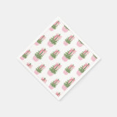 Serviette En Papier Sapin de Noël au pot à gingembre à ruban rose (Coin)