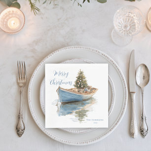 Serviette En Papier Sapin de Noël dans un bateau à rames Fête côtière