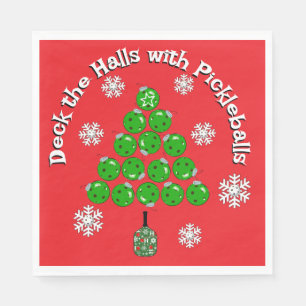Serviette En Papier Sapin de Noël de pickleball Fêtez la saison Party