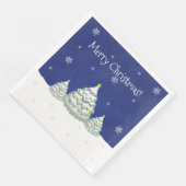 Serviette en papier Sapin de Noël enneigé bleu (Coin)