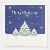 Serviette en papier Sapin de Noël enneigé bleu (Devant)
