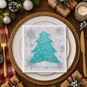 Serviette en papier Sapin de Noël Festif Turquoise
