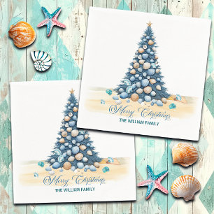 Serviette En Papier Sapin de Noël Plage Joyeux Noël
