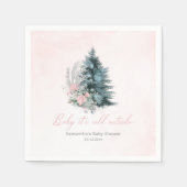 Serviette En Papier Sapin de Noël rose Bébé il fait froid dehors (Devant)