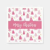 Serviette En Papier Sapin de Noël rose pour les Fêtes (Devant)