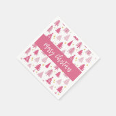 Serviette En Papier Sapin de Noël rose pour les Fêtes (Coin)