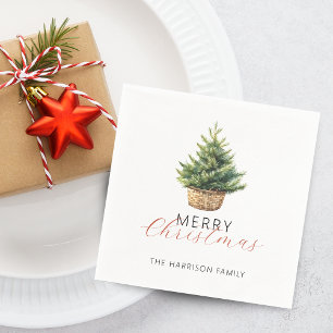 Serviette En Papier Sapin de Noël rustique dans un panier