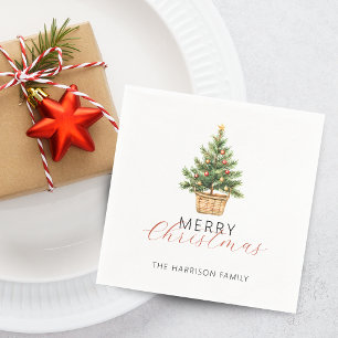 Serviette En Papier Sapin de Noël rustique dans un panier