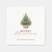 Serviette En Papier Sapin de Noël rustique dans un panier (Devant)