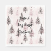 Serviette En Papier Sapins de Noël roses (Devant)