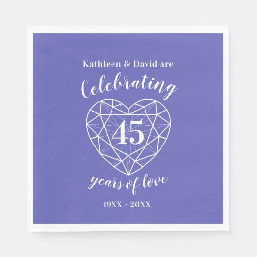 Serviette En Papier Sapphire anniversaire 45 ans d'amour serviettes (Devant)