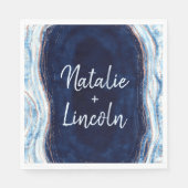Serviette En Papier Sapphire Blue Agate Géode Mariage Monogramme Dîner (Devant)