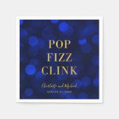 Serviette En Papier Sapphire Blue Faux Gold Pop Fizz Clink (Devant)