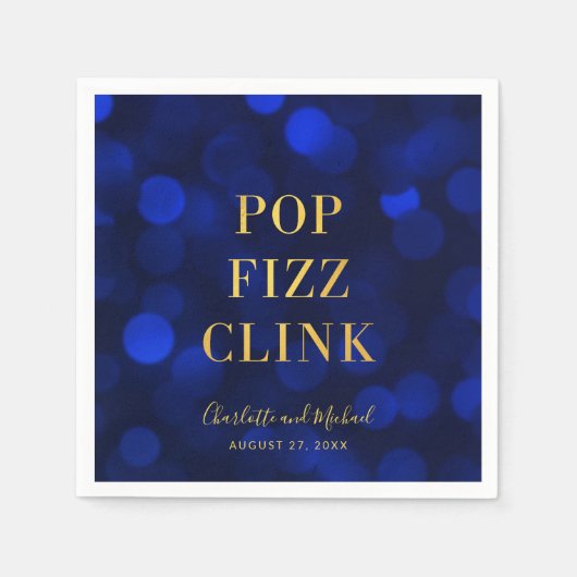 Serviette En Papier Sapphire Blue Faux Gold Pop Fizz Clink (Devant)