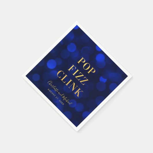 Serviette En Papier Sapphire Blue Faux Gold Pop Fizz Clink (Coin)
