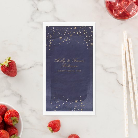 Serviette En Papier Sapphire & Gold Mariage Diner Napkins (En situation)
