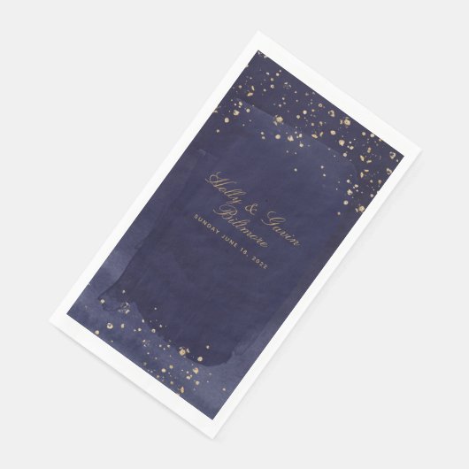 Serviette En Papier Sapphire & Gold Mariage Diner Napkins (Coin)