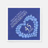Serviette En Papier Sapphire Mariage bleu nom de coeur serviettes (Devant)