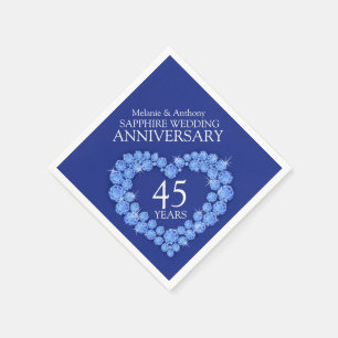 Serviette En Papier Sapphire Mariage bleu nom de coeur serviettes