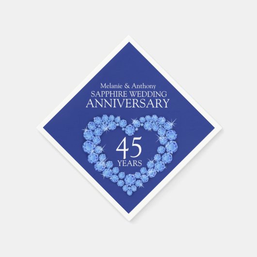 Serviette En Papier Sapphire Mariage bleu nom de coeur serviettes (Coin)