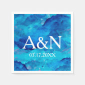 Serviette En Papier Sapphire Mariage d'aquarelle bleu (Devant)