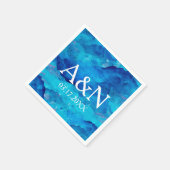 Serviette En Papier Sapphire Mariage d'aquarelle bleu (Coin)