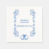 Serviette En Papier Sapphire Mariage Réception Napkin Bells Scrollwork (Devant)