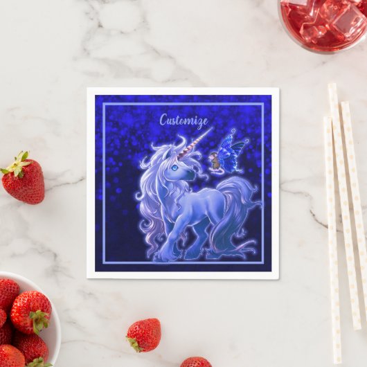Serviette En Papier Sapphire Sparkle Blue Unicorn (En situation)
