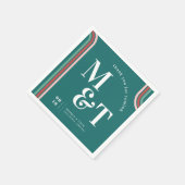 Serviette En Papier Sarcelle | Retro Seventies Stripes | Monogramme Ma (Coin)