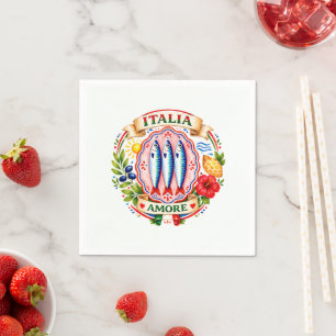 Serviette En Papier Sardine Social Club Fête d'été Italienne