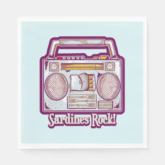 Serviette En Papier Sardines amusantes en chaîne stéréo (Devant)