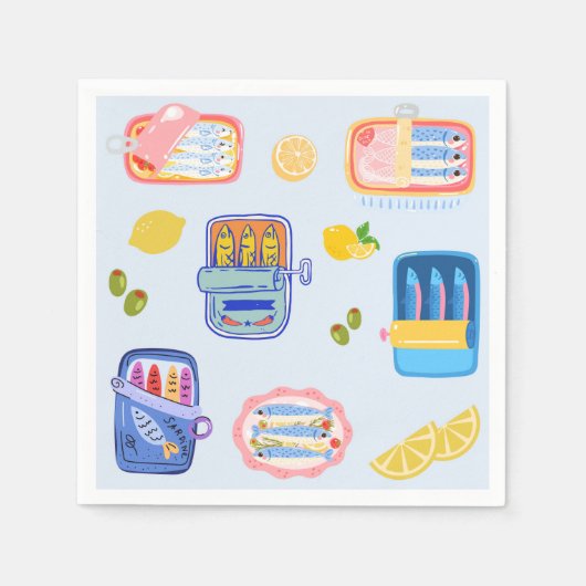 Serviette En Papier Sardines and Lemons (Devant)