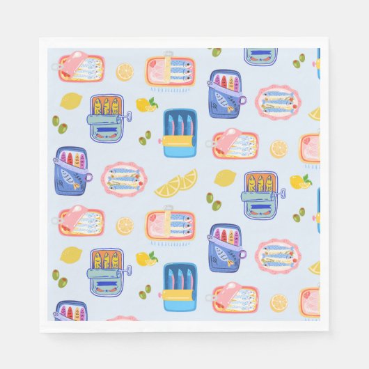 Serviette En Papier Sardines and Lemons (Devant)