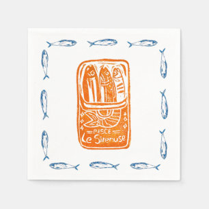 Serviette En Papier Sardines Lino Design Cocktail Party Serviettes ens