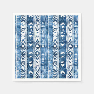 Serviette En Papier Sashiko bleu et blanc pour recevoir sur le littora