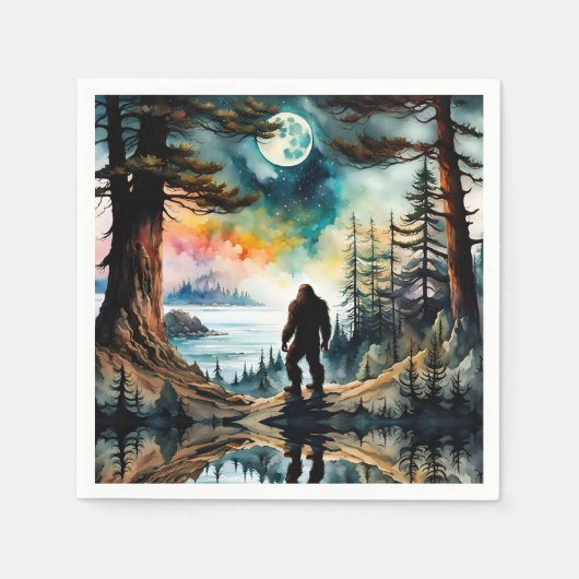 Serviette En Papier Sasquatch debout sous le clair de lune (Devant)
