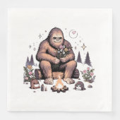 Serviette En Papier Sasquatch tenant des fleurs (Devant)