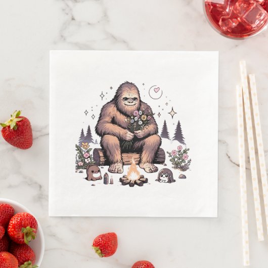 Serviette En Papier Sasquatch tenant des fleurs (En situation)