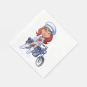 Serviette En Papier Sassy Biker Girl avec cheveux rouges et moto (Coin)