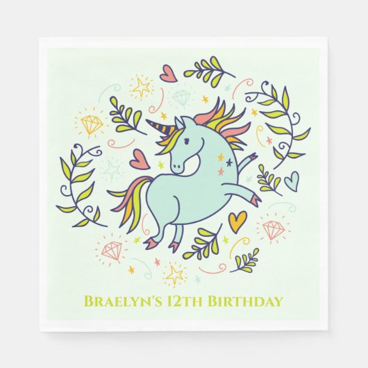 Serviette En Papier Sassy Unicorn Magique Anniversaire (Devant)