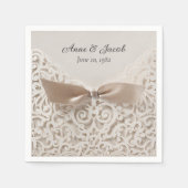 Serviette En Papier Satin Bow On Lace pour Anniversaire (Devant)